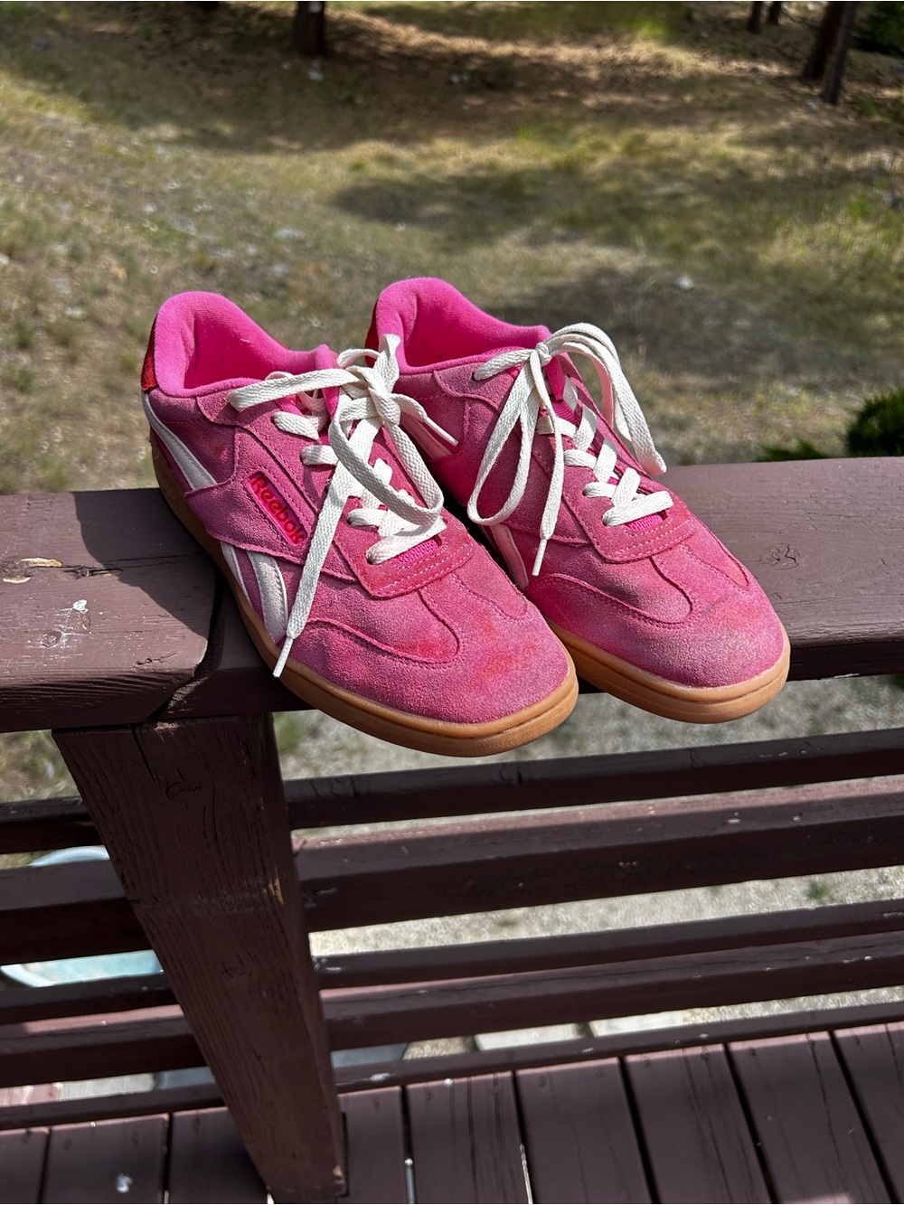 Reebok Pink Suede Women's Sneakers with Gum Sole